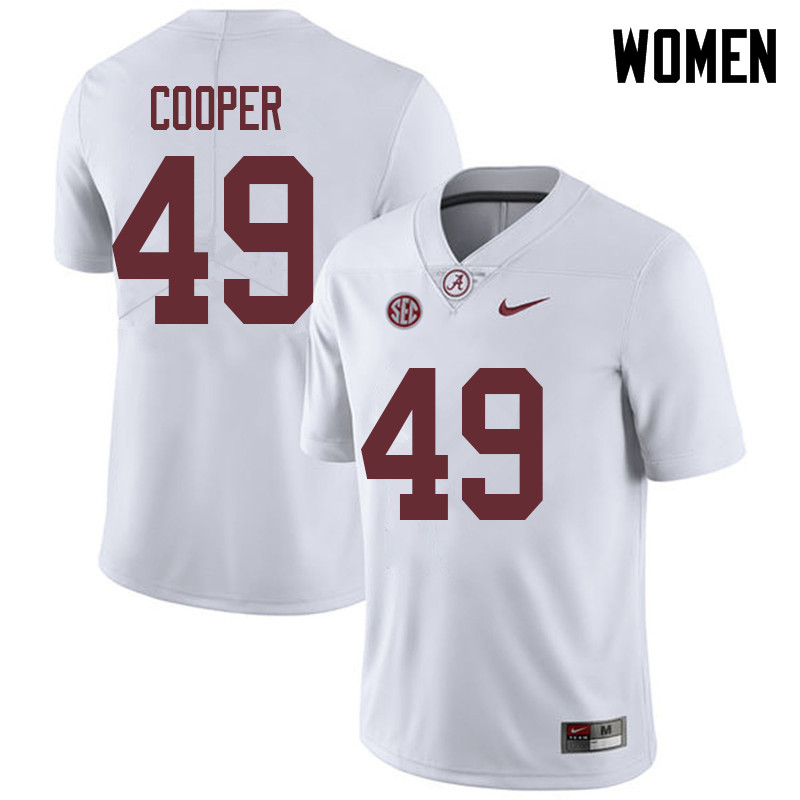 Alabama Crimson Tide Women's William Cooper #49 White NCAA Nike Authentic Stitched 2018 College Football Jersey YH16X12AV